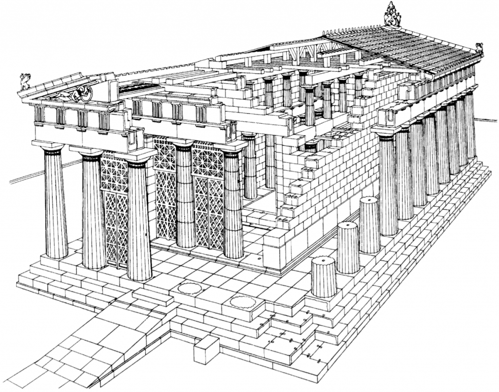 Action Constructing Architectural Features in Ancient Greek Buildings