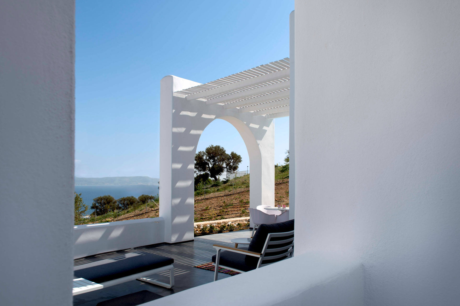 Galini Breeze private terrace with sea view